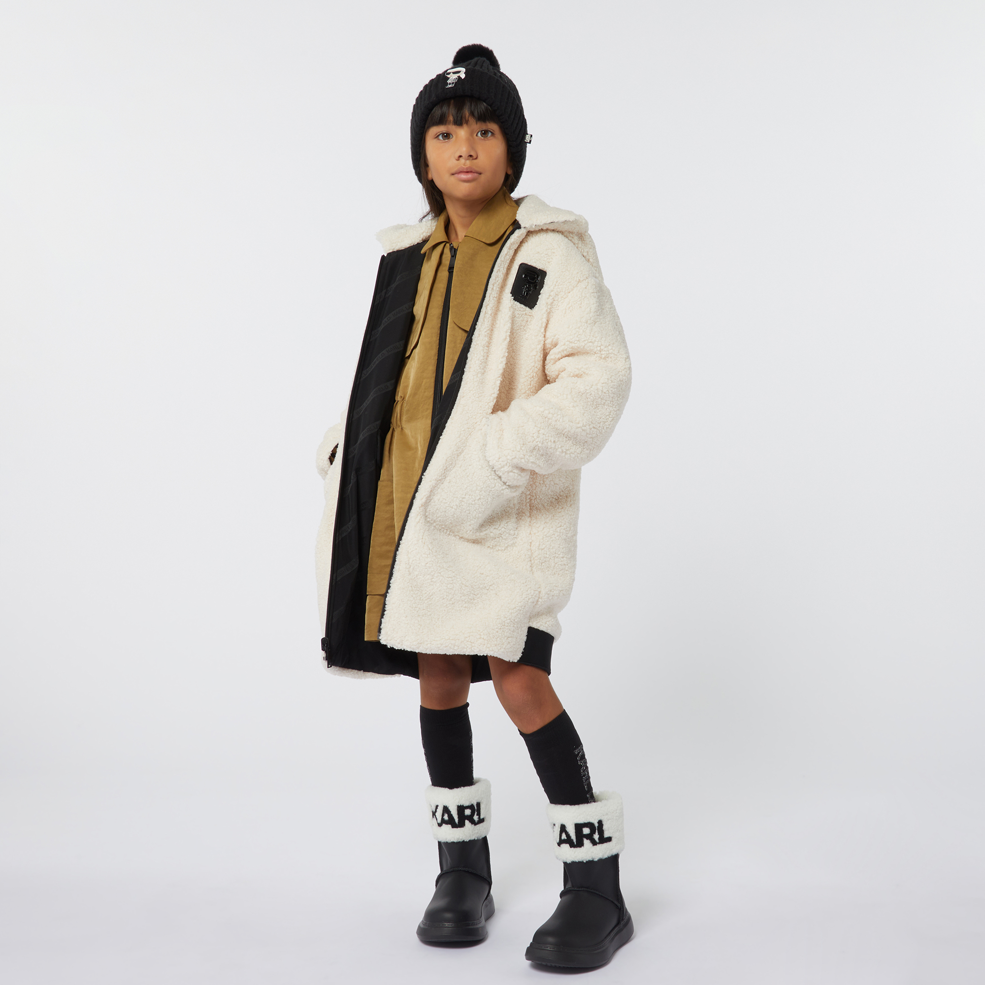 Bottines en cuir de vachette KARL LAGERFELD KIDS pour FILLE