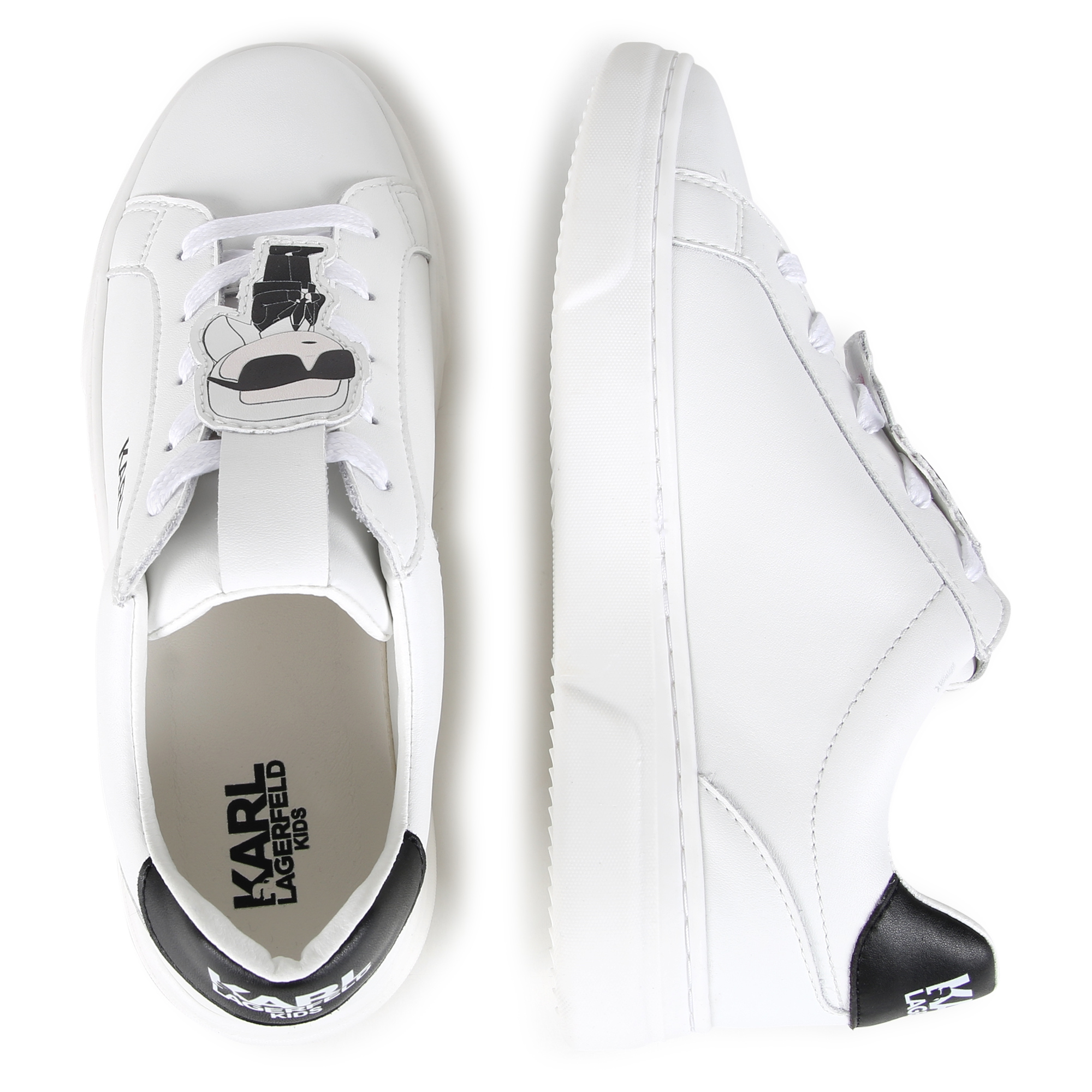 Sneakers basse in pelle KARL LAGERFELD KIDS Per BAMBINA