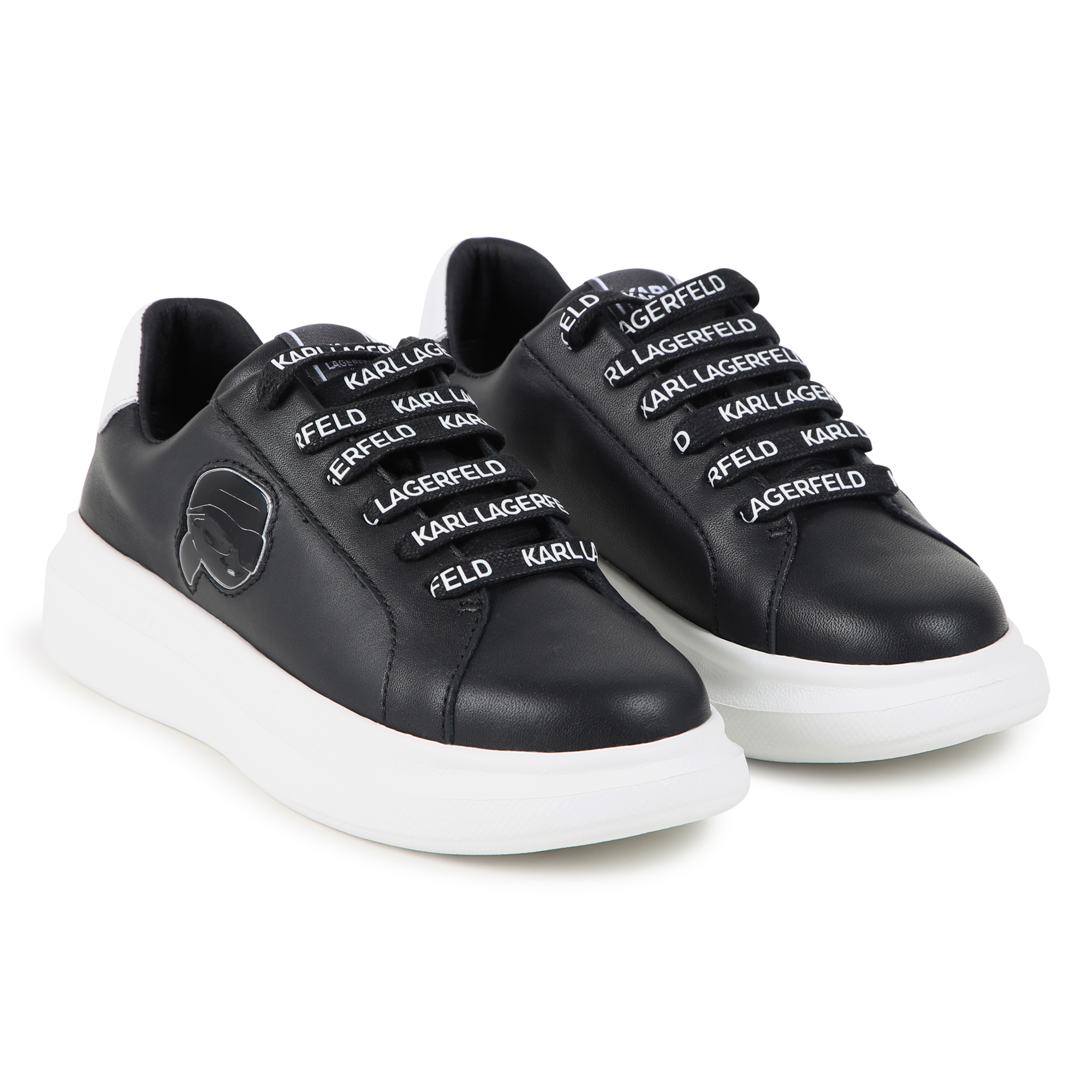 Baskets basses en cuir de vachette KARL LAGERFELD KIDS pour GARCON