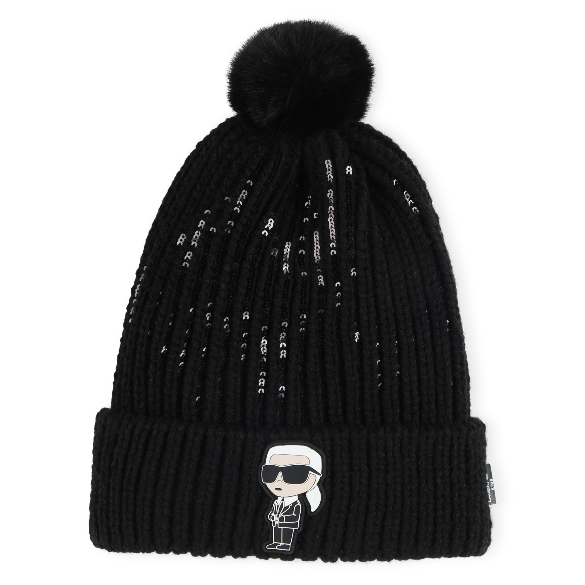 Knitted hat with pompom KARL LAGERFELD KIDS for GIRL