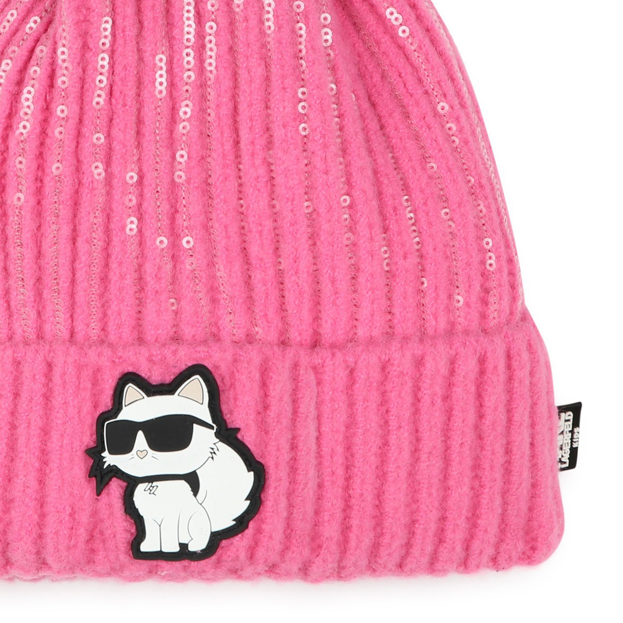 Knitted hat with pompom KARL LAGERFELD KIDS for GIRL