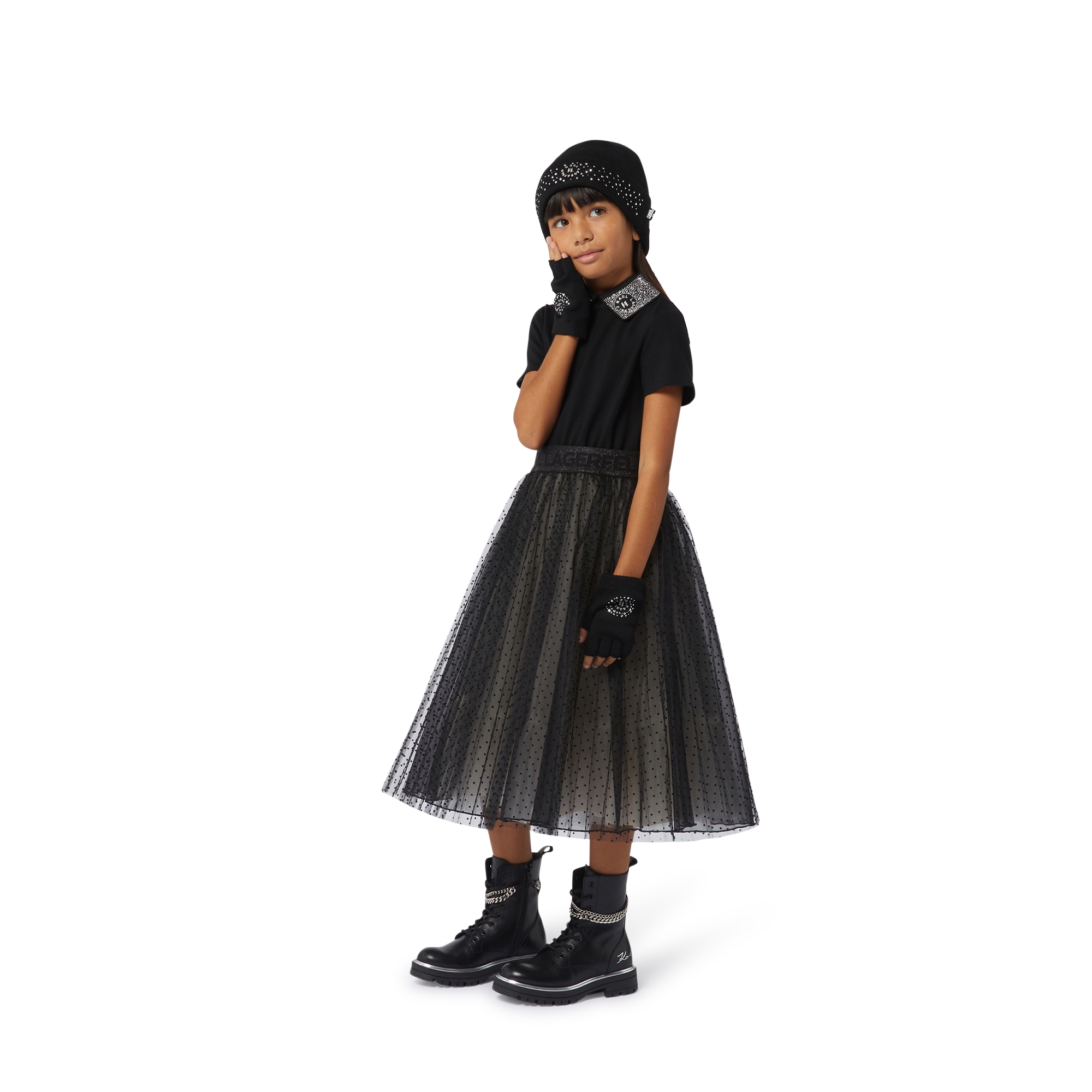 Berretto a maglia con strass KARL LAGERFELD KIDS Per BAMBINA