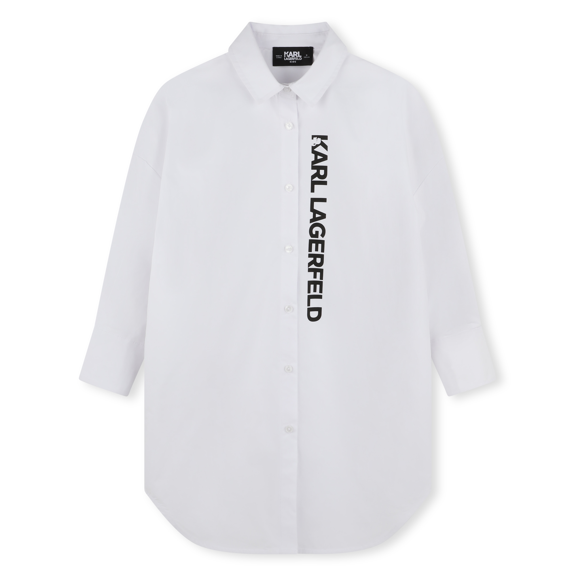 KARL LAGERFELD KIDS Robe chemise en popeline fille blanc Kids around