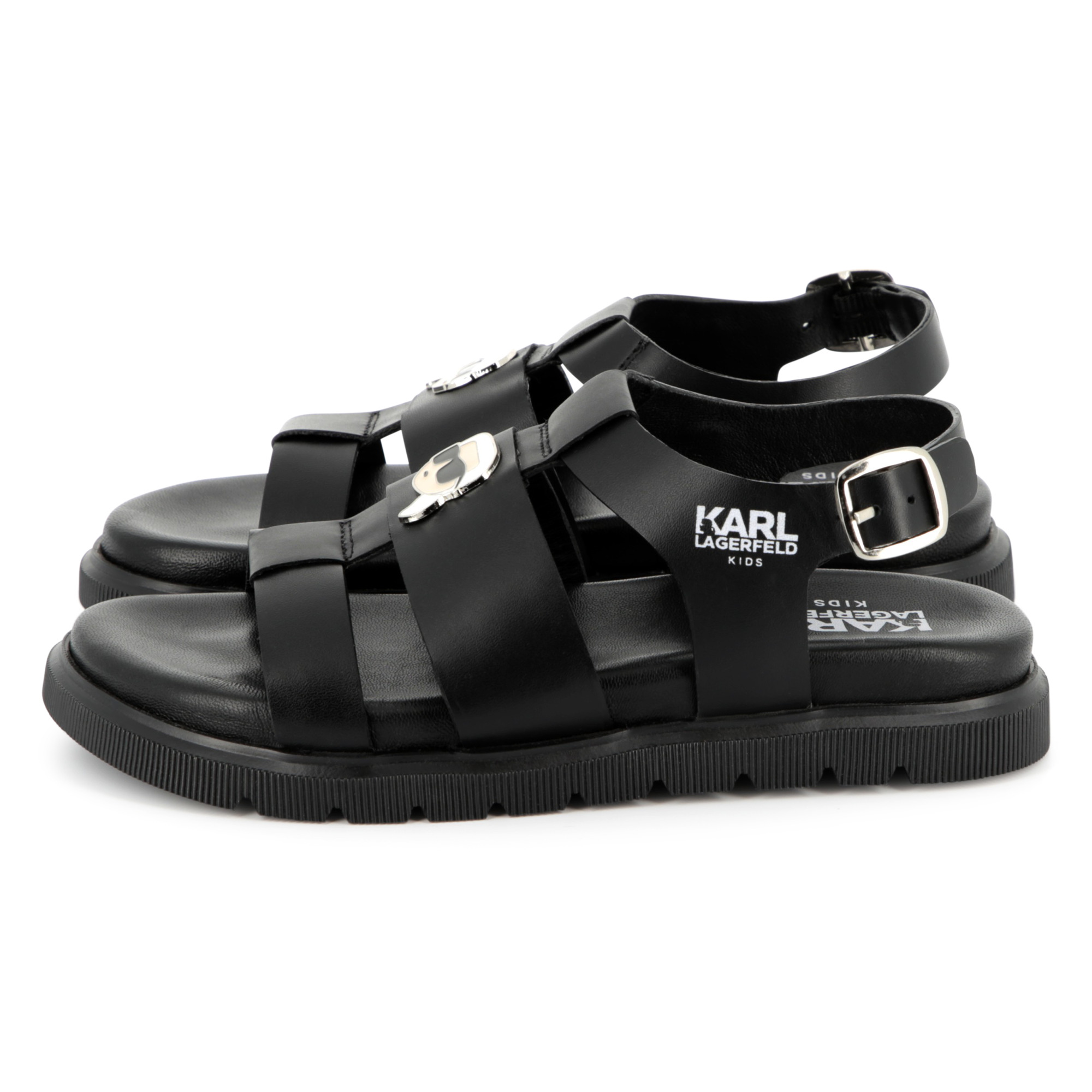 Leren sandalen met gesp KARL LAGERFELD KIDS Voor