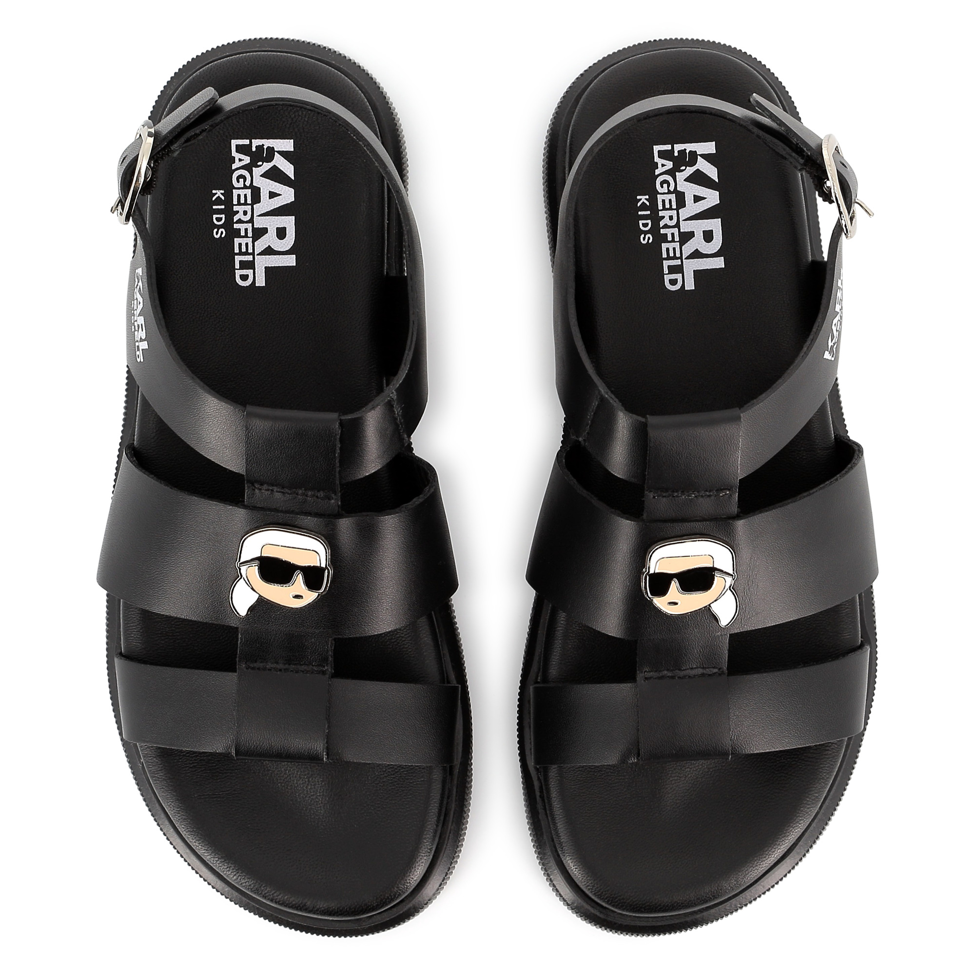 Leren sandalen met gesp KARL LAGERFELD KIDS Voor