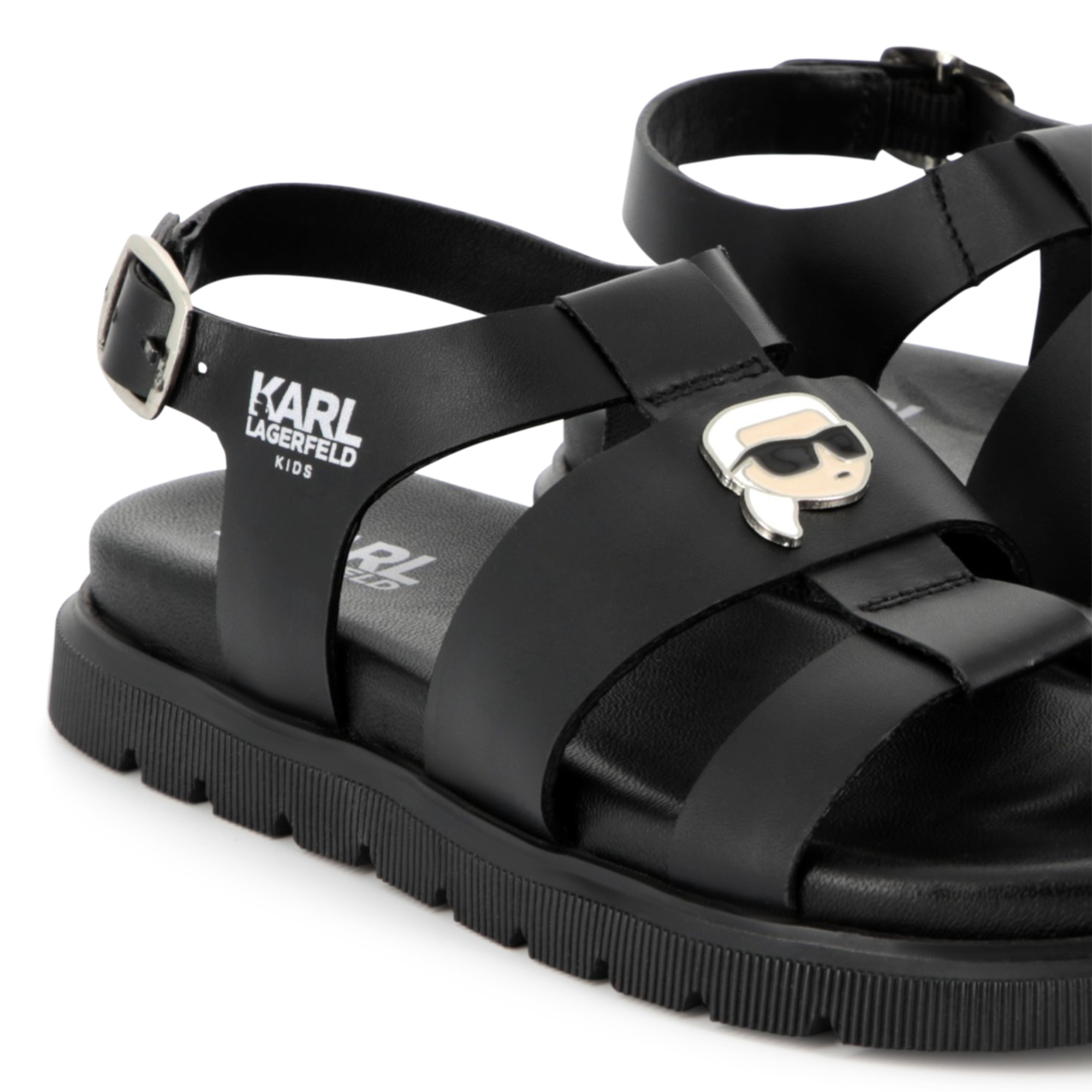 Leren sandalen met gesp KARL LAGERFELD KIDS Voor