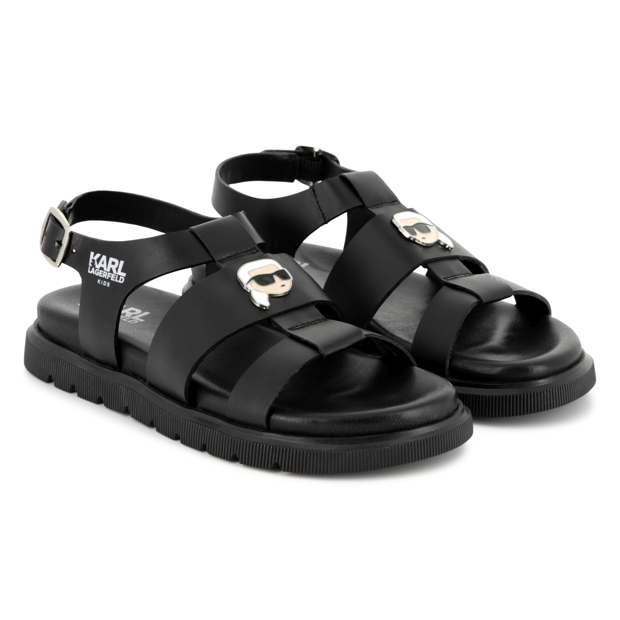 Leren sandalen met gesp KARL LAGERFELD KIDS Voor