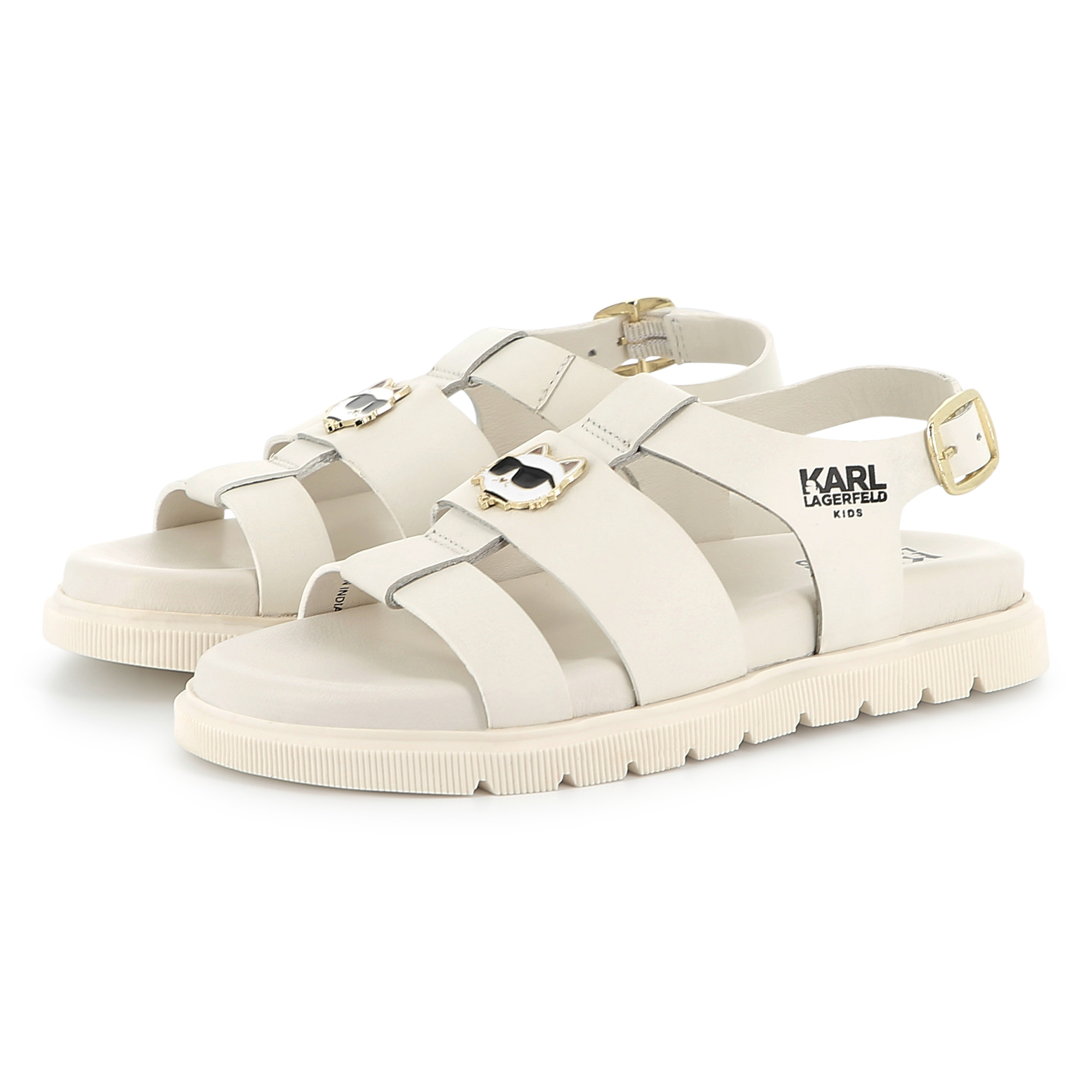 Leren sandalen met gesp KARL LAGERFELD KIDS Voor