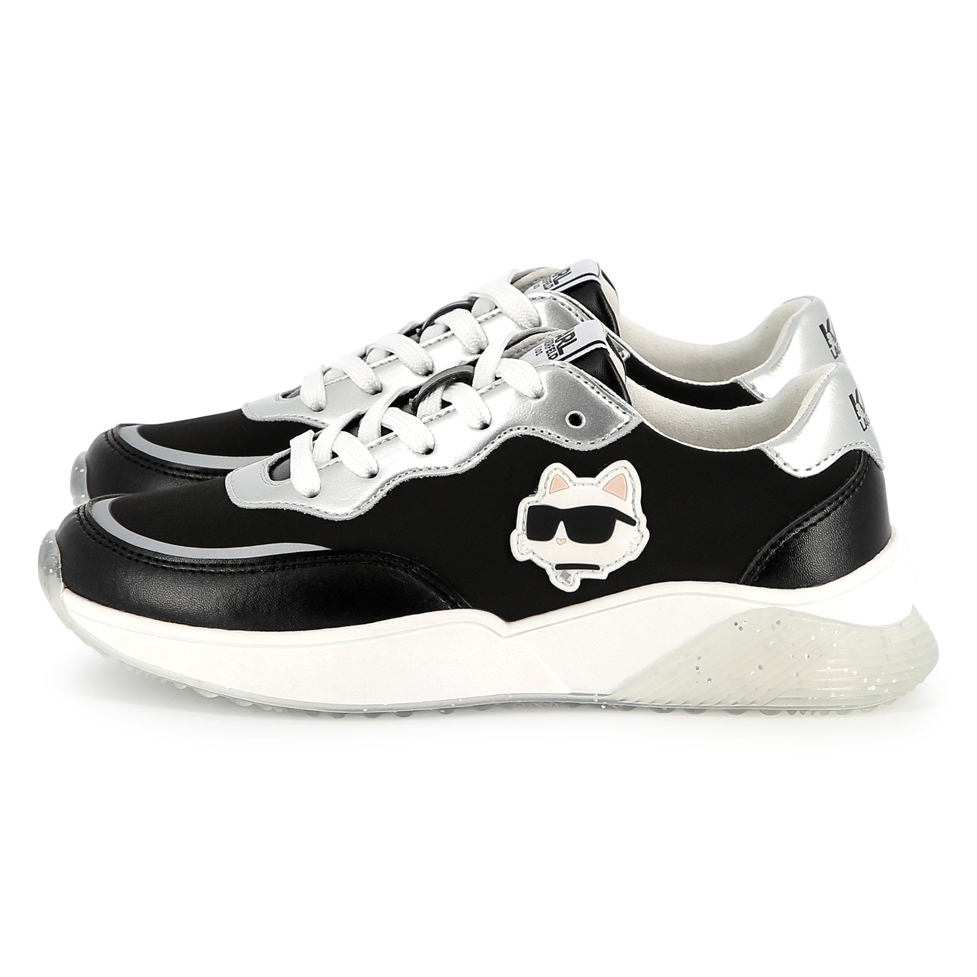 Lace-up trainers with badge KARL LAGERFELD KIDS for GIRL