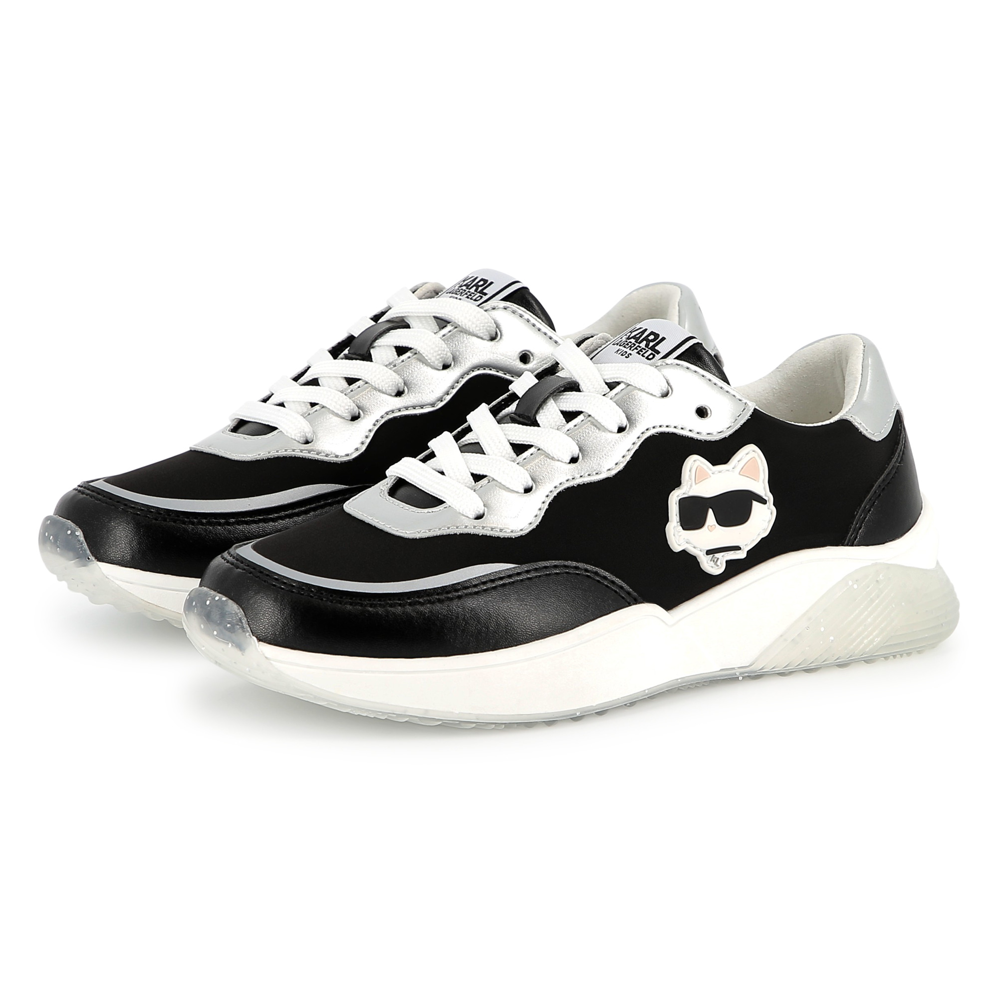 Lace-up trainers with badge KARL LAGERFELD KIDS for GIRL