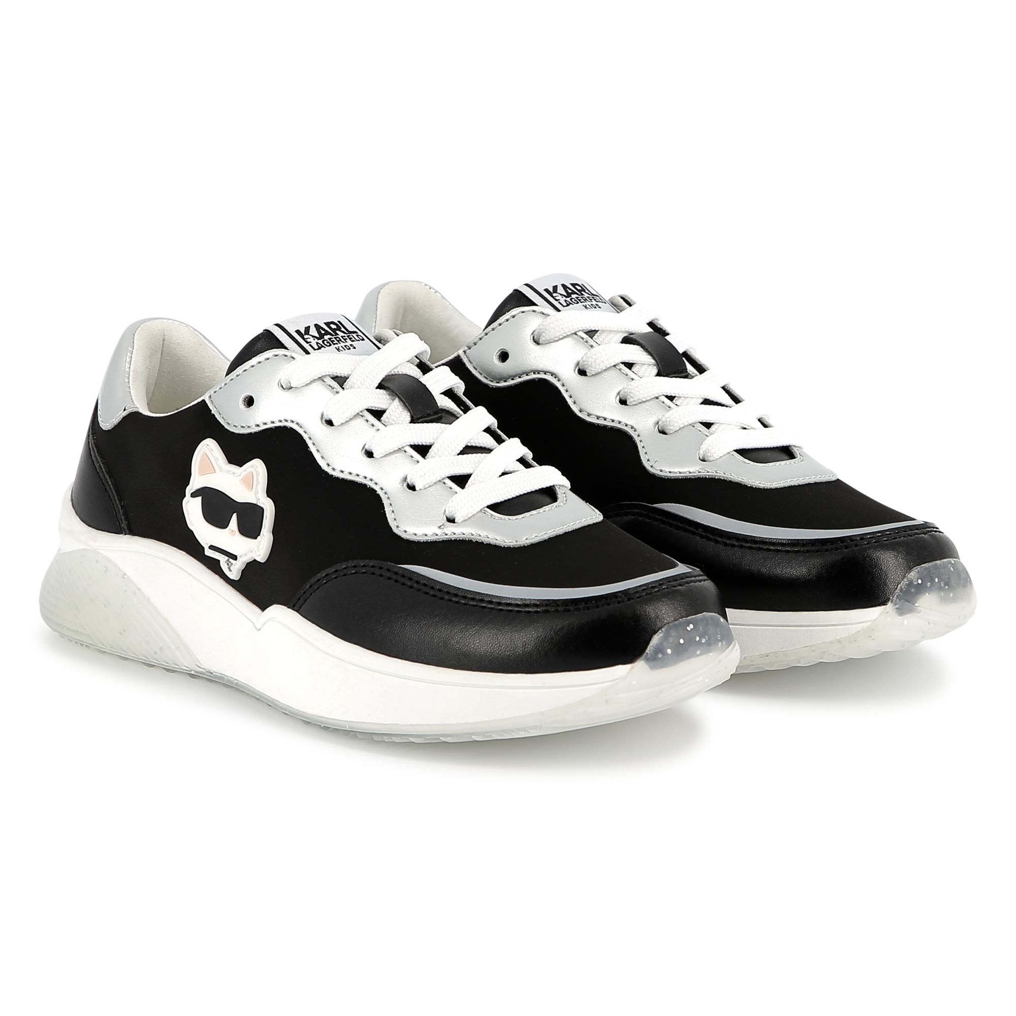 Lace-up trainers with badge KARL LAGERFELD KIDS for GIRL