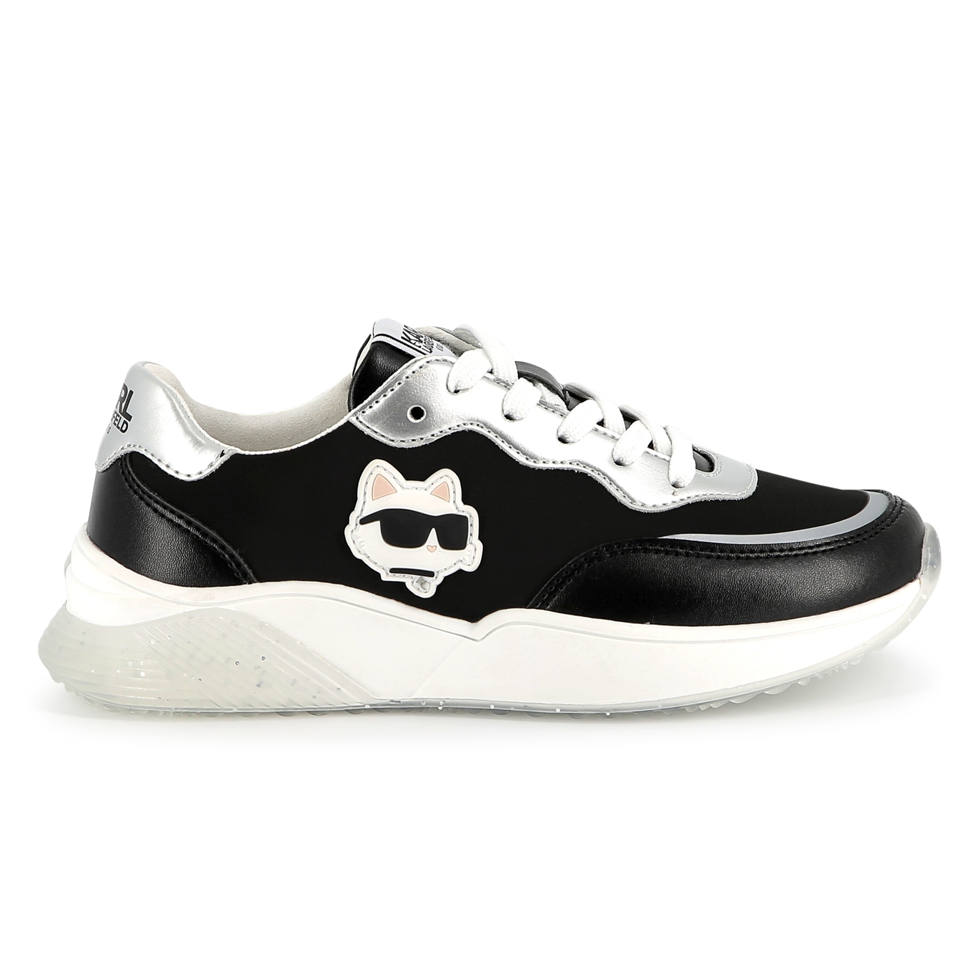 Lace-up trainers with badge KARL LAGERFELD KIDS for GIRL