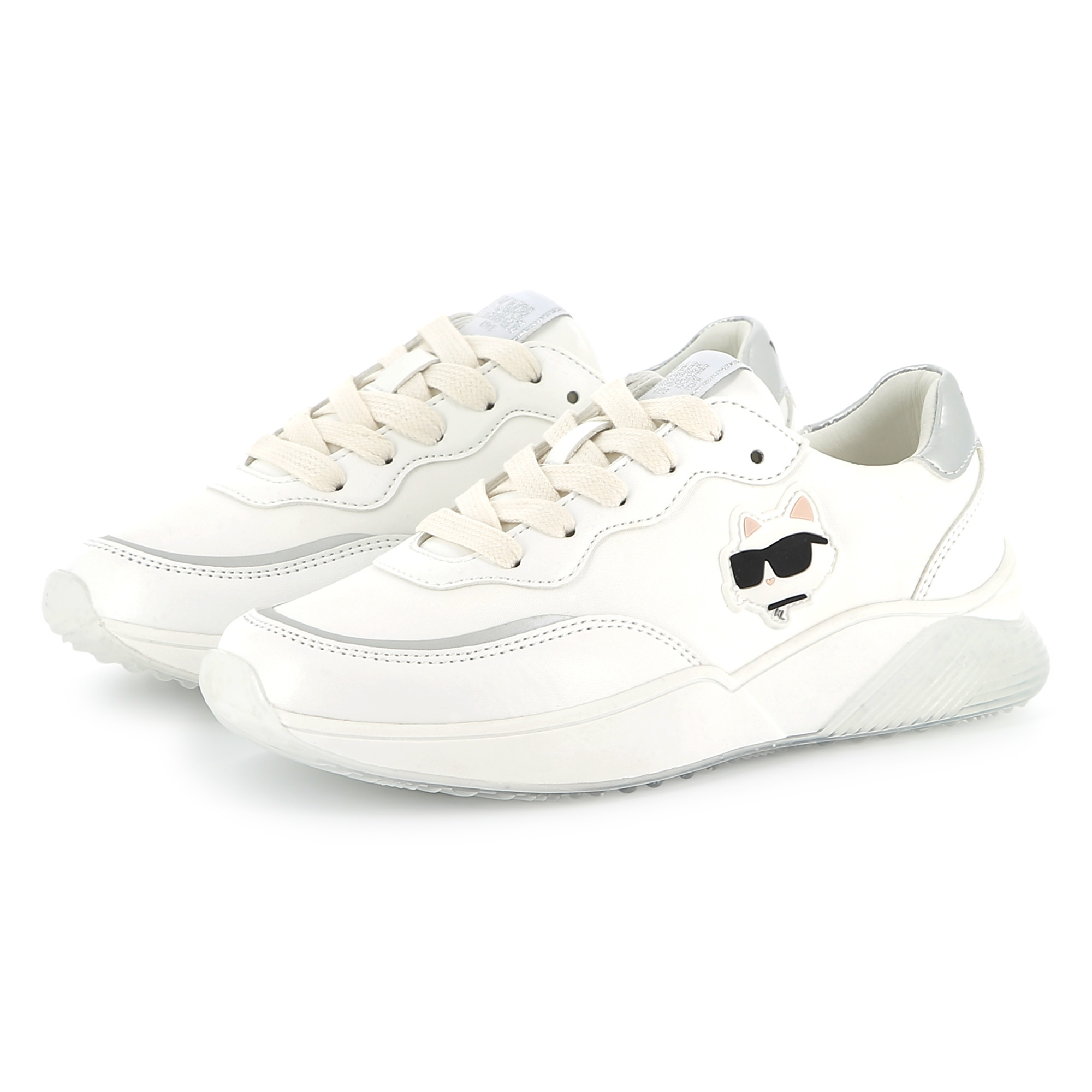 Lace-up trainers with badge KARL LAGERFELD KIDS for GIRL