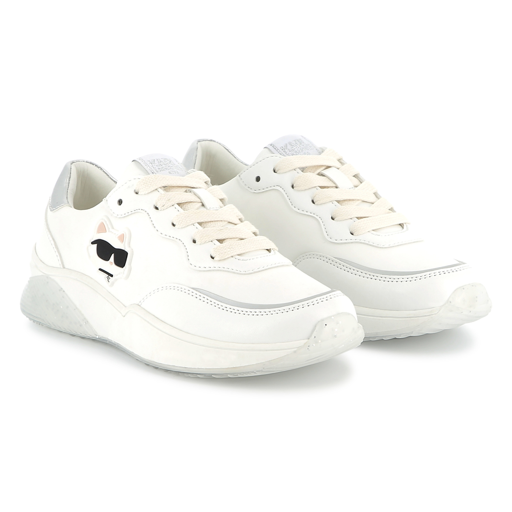 Lace-up trainers with badge KARL LAGERFELD KIDS for GIRL