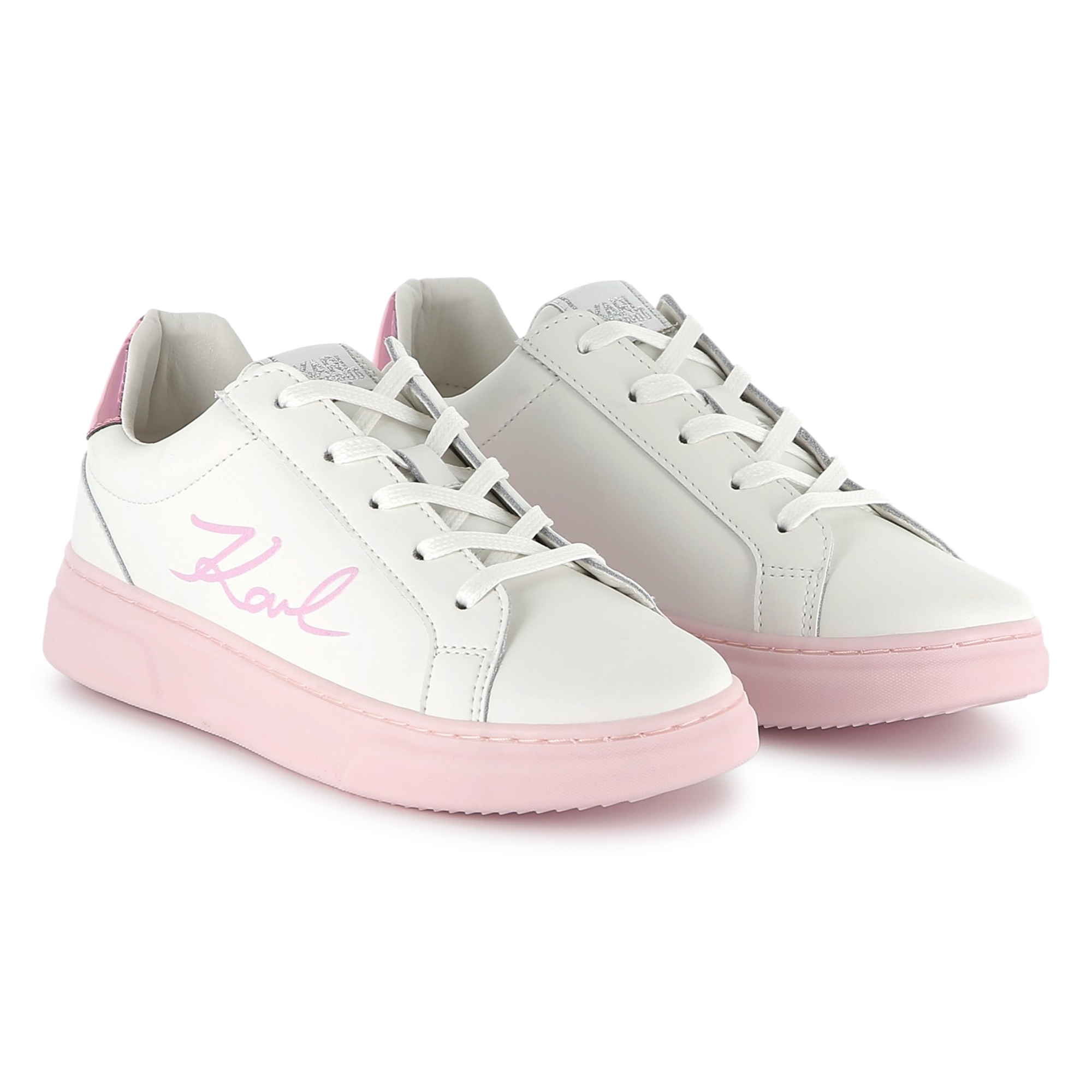 Sneakers in pelle con lacci KARL LAGERFELD KIDS Per BAMBINA