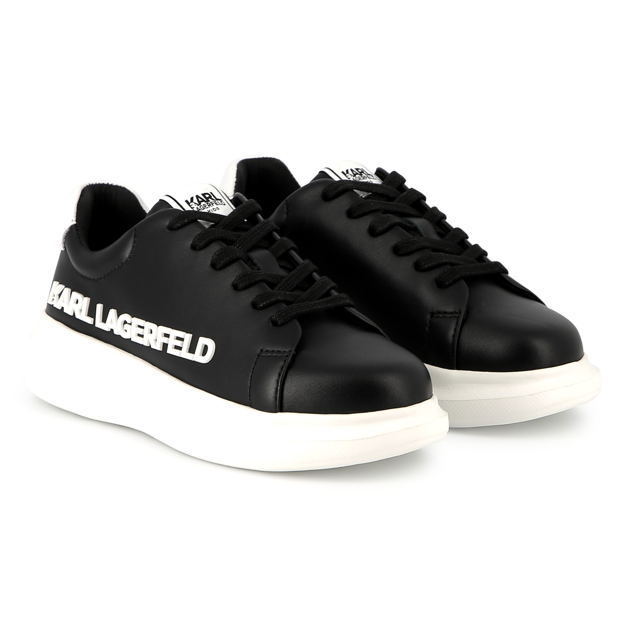 Leren sneakers met veters KARL LAGERFELD KIDS Voor