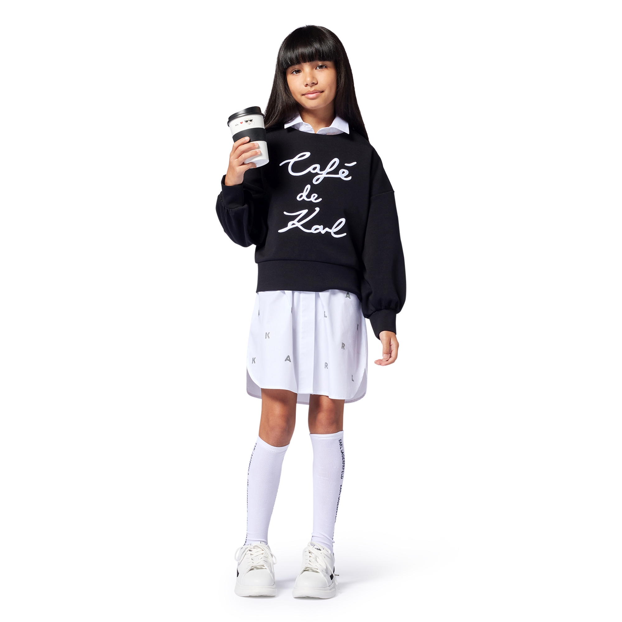 Sneakers in pelle con lacci KARL LAGERFELD KIDS Per UNISEX