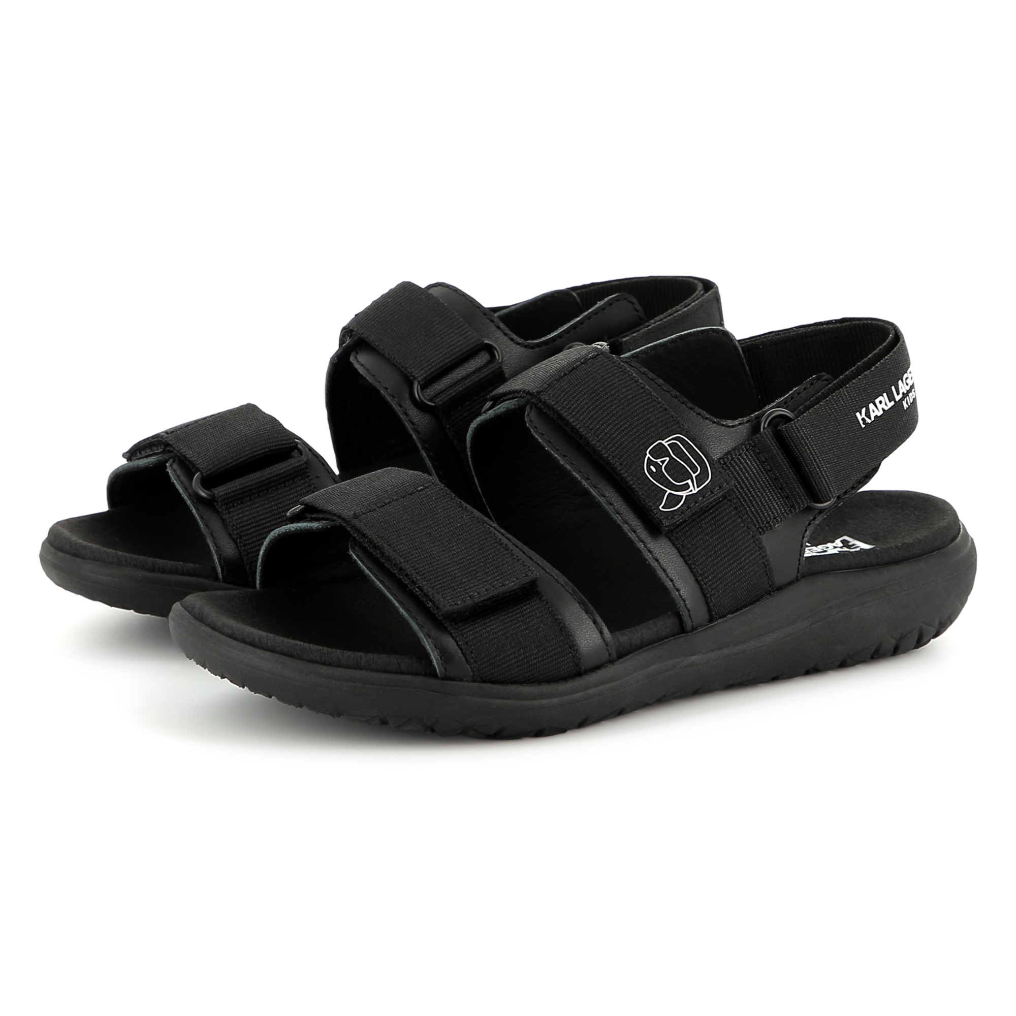 Leren sandalen met klittenband KARL LAGERFELD KIDS Voor