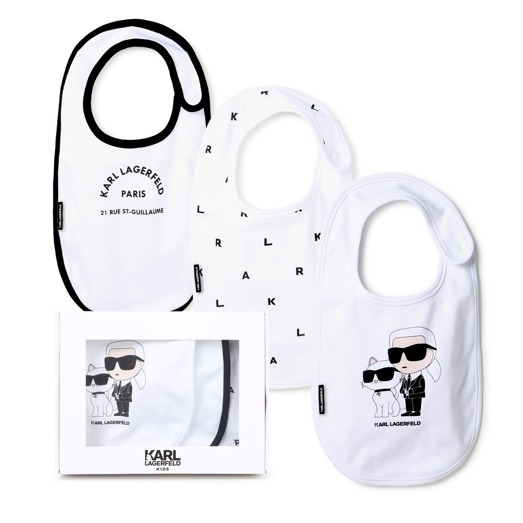 Set of 3 bibs with motifs KARL LAGERFELD KIDS for UNISEX