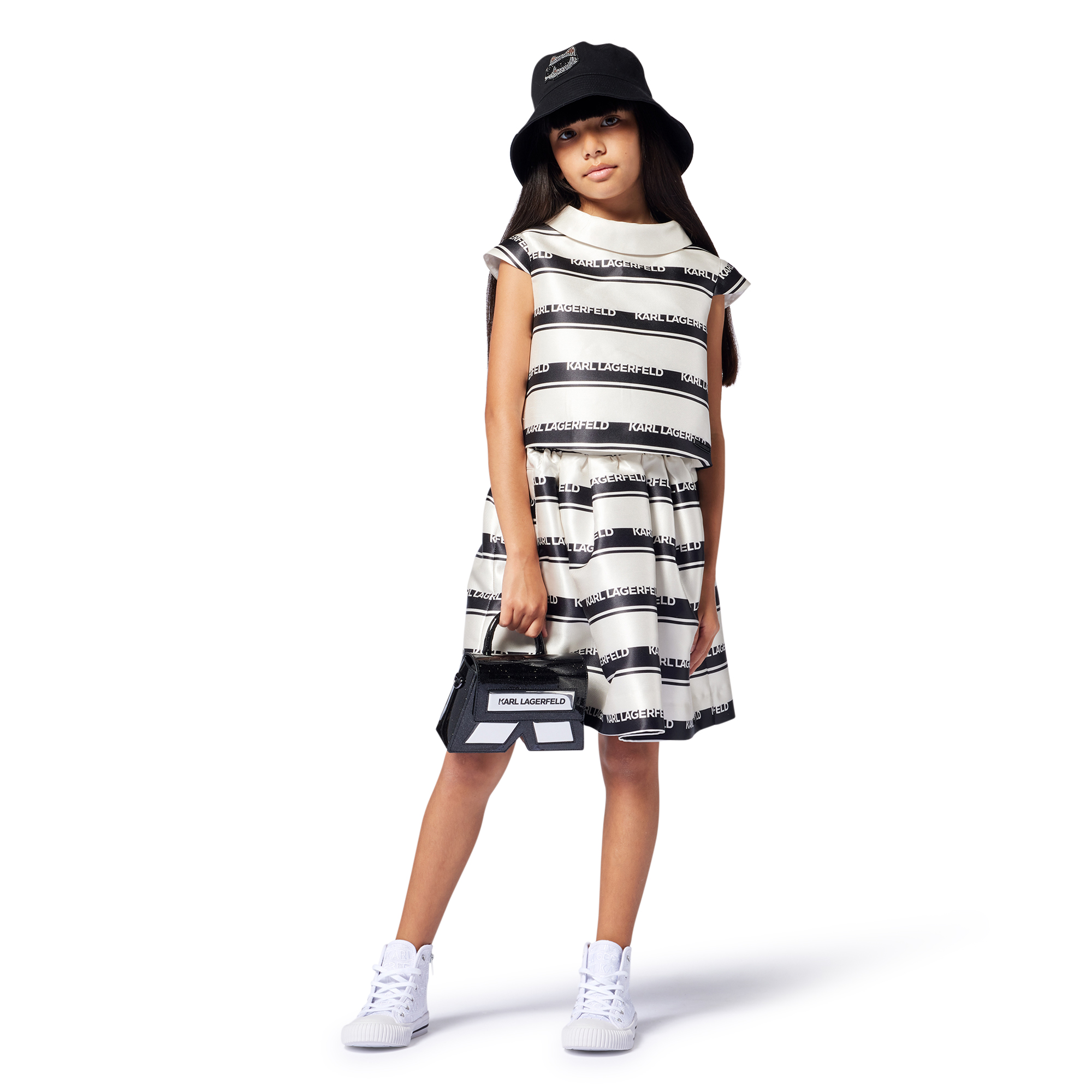 Bob in cotone con bordi lunghi KARL LAGERFELD KIDS Per BAMBINA