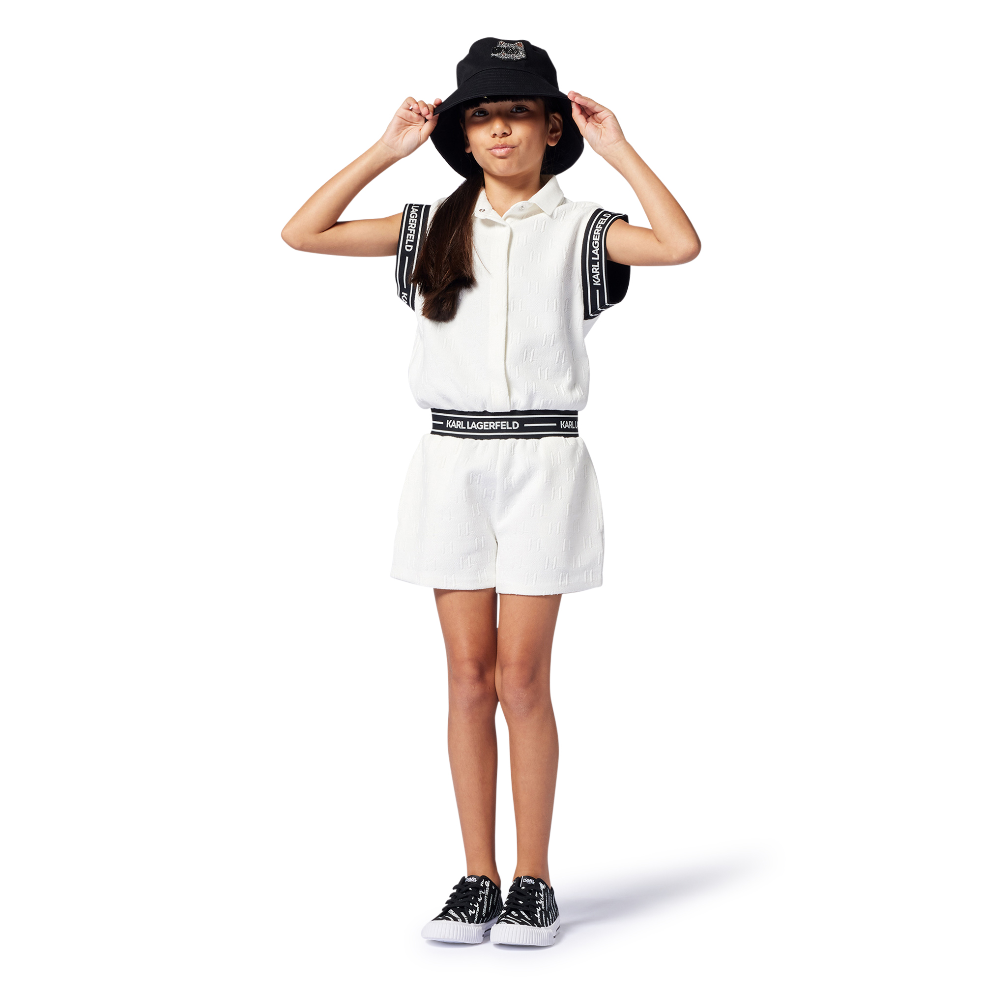 Bob in cotone con bordi lunghi KARL LAGERFELD KIDS Per BAMBINA