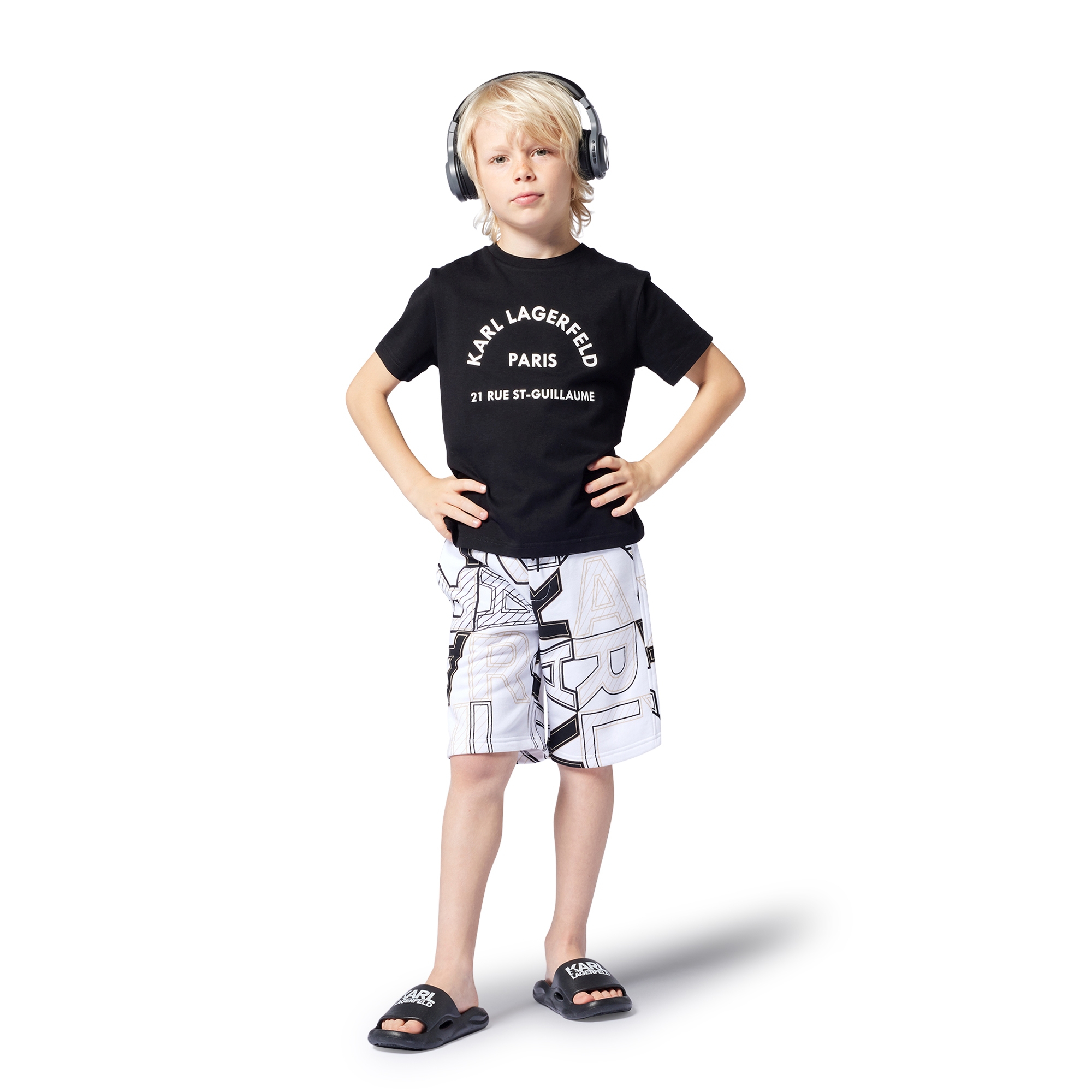 Katoenen bermuda met print KARL LAGERFELD KIDS Voor