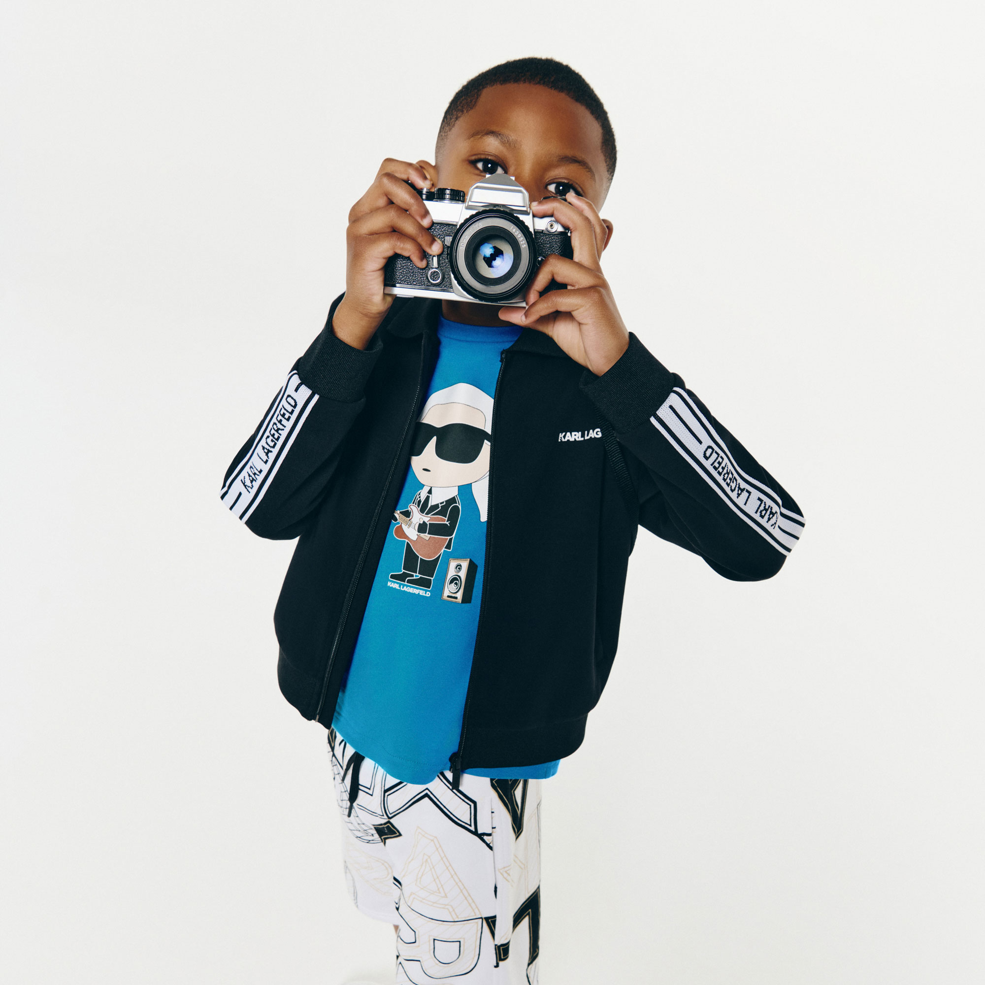 Katoenen bermuda met print KARL LAGERFELD KIDS Voor