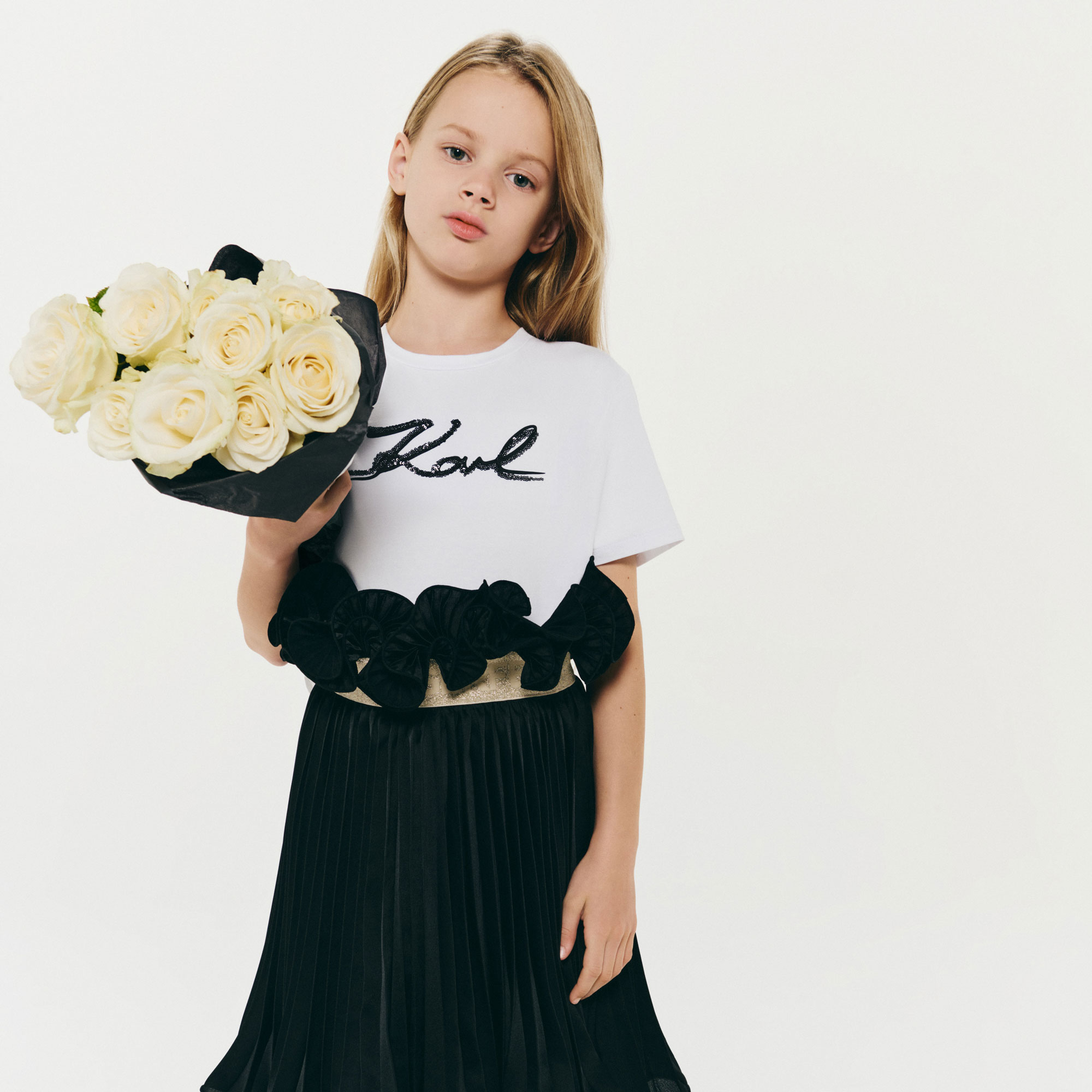 Jupe de cérémonie plissée KARL LAGERFELD KIDS pour FILLE