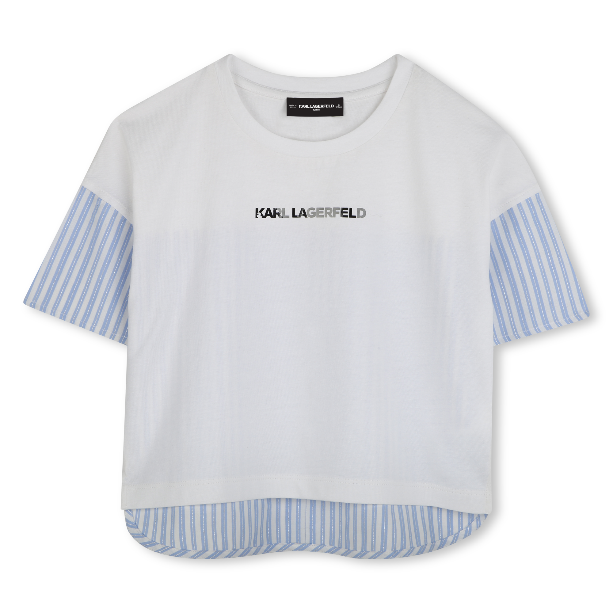 Bi-material T-shirt with print KARL LAGERFELD KIDS for GIRL