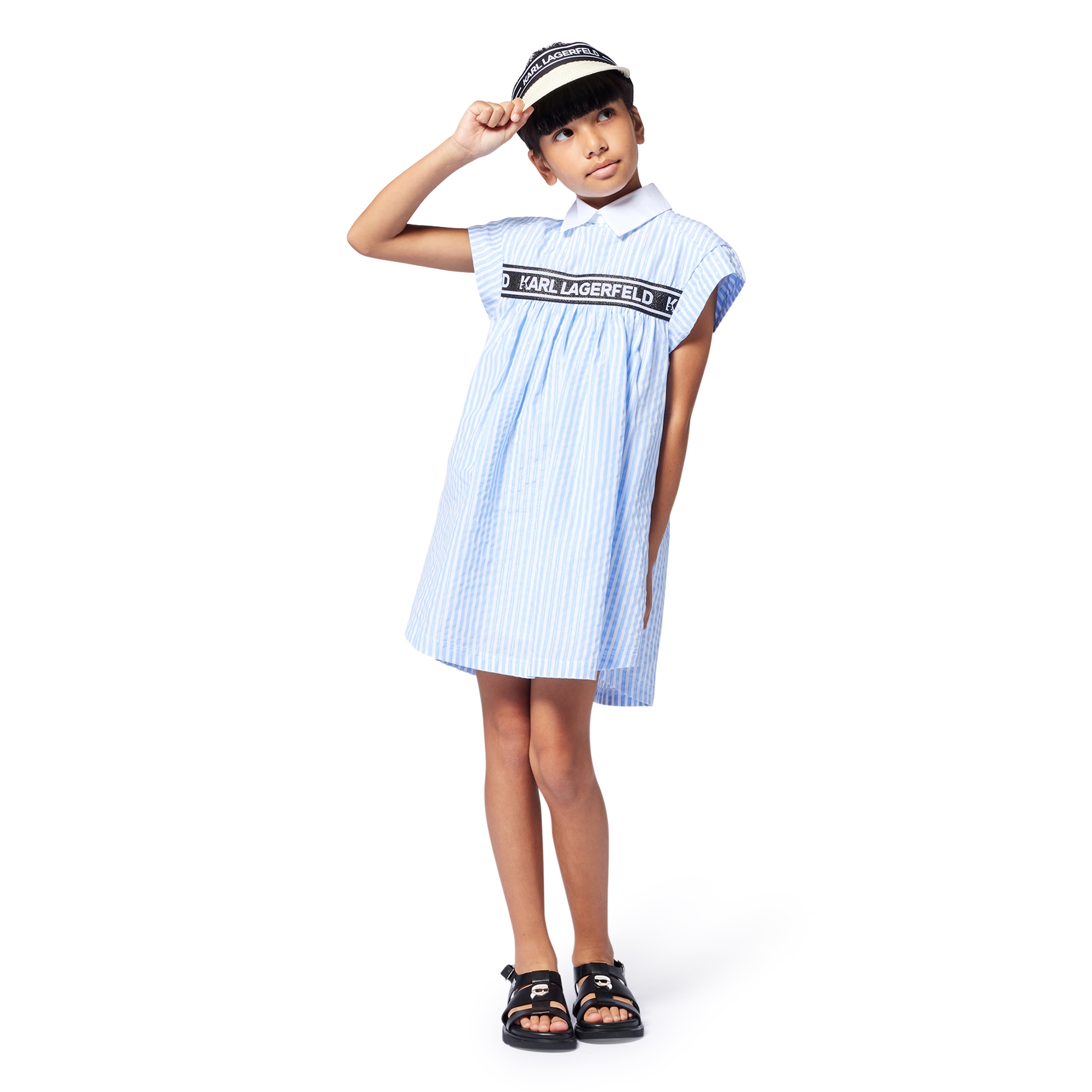 Metallic-striped shirt dress KARL LAGERFELD KIDS for GIRL