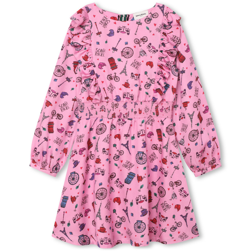 SONIA RYKIEL Frilled printed dress girl orange Kids around