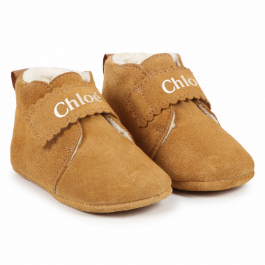 Leather hook-and-loop slippers CHLOE for GIRL