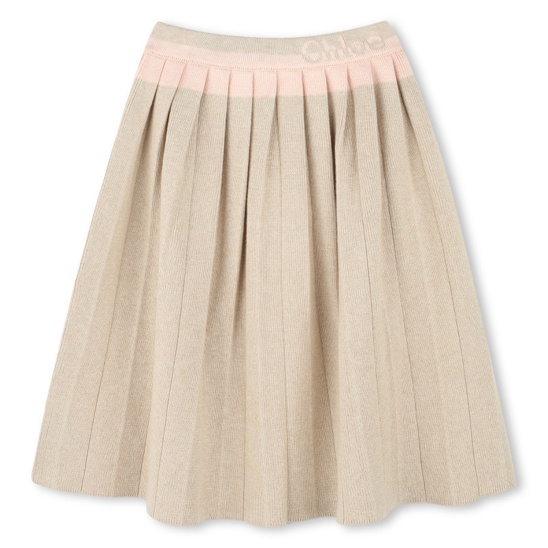CHLOE Pleated cotton and wool skirt girl beige - | Kids around