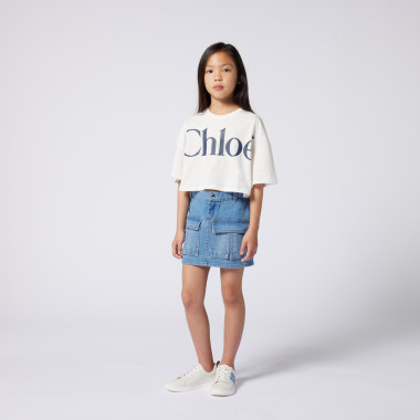 T-shirt court avec grand logo CHLOE pour FILLE