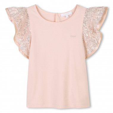T-shirt à volants et sequins CHLOE pour FILLE