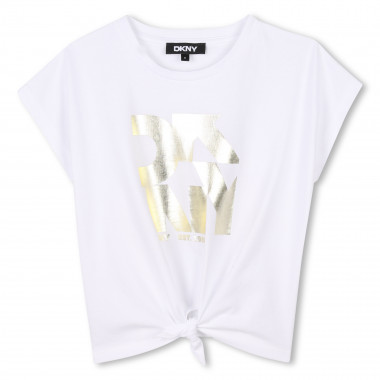 T-shirt noué en coton DKNY pour FILLE
