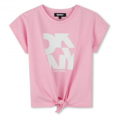 T-shirt noué en coton DKNY pour FILLE