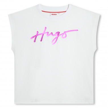 T-shirt de algodão sem mangas HUGO para RAPARIGA