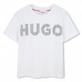 Cotton logo T-shirt with studs HUGO for GIRL