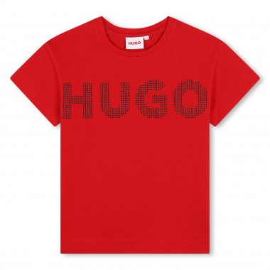 Cotton logo T-shirt with studs HUGO for GIRL