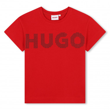 T-shirt en coton logo clouté HUGO pour FILLE