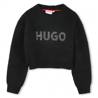 Pullover crop logo borchiato HUGO Per BAMBINA