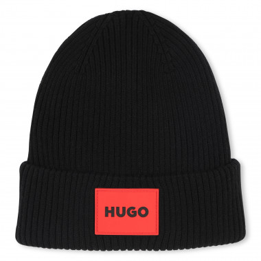 Knitted cotton hat HUGO for UNISEX