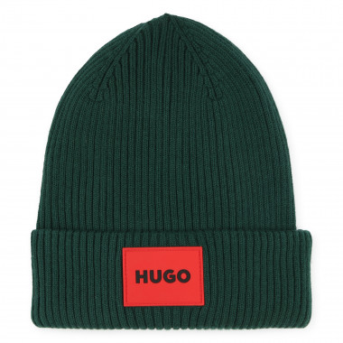 Knitted cotton hat HUGO for UNISEX