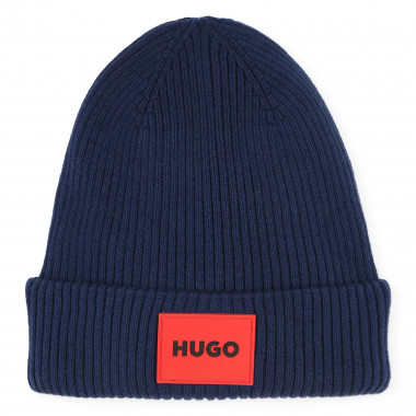 Knitted cotton hat HUGO for UNISEX