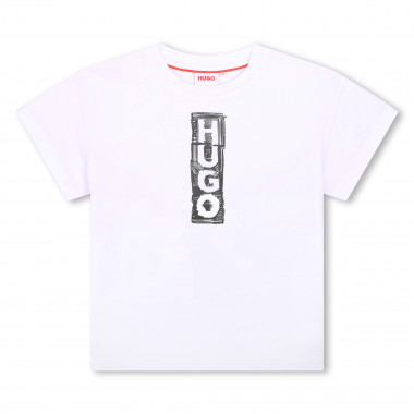 T-shirt en coton imprimé logo HUGO pour FILLE