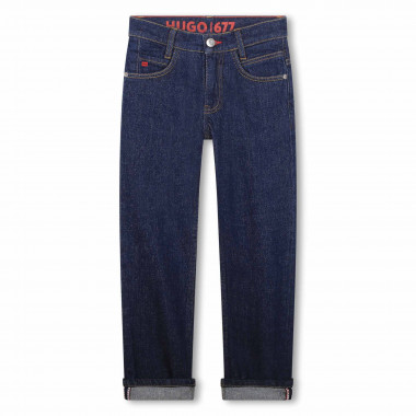 Jeans dritti in misto cotone HUGO Per RAGAZZO