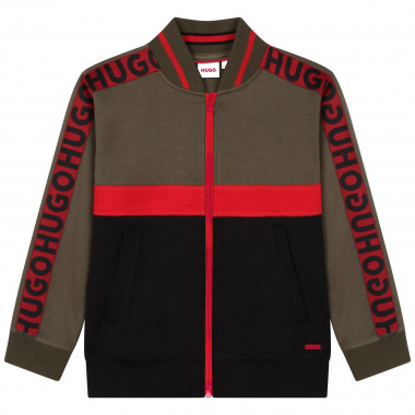 Sweat-shirt zippé tricolore HUGO pour GARCON