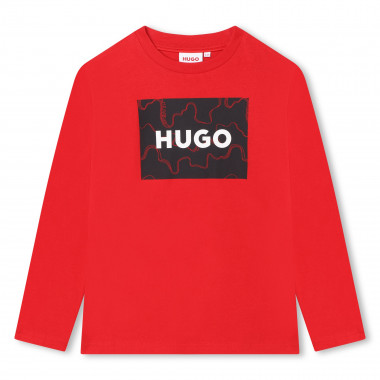 T-Shirt mit eingerahmtem Logo-Print HUGO Für JUNGE