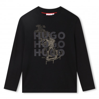 T-shirt met skateboardprint HUGO Voor